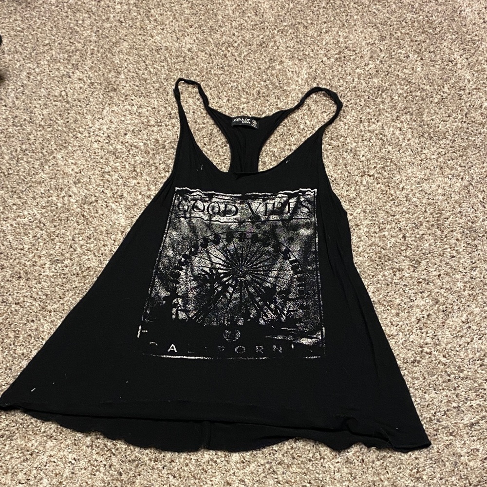Black Graphic Tank Top